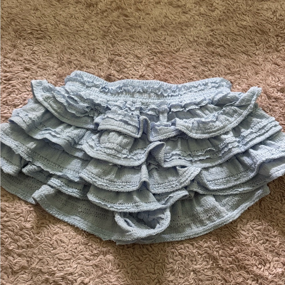 SHEIN Light Blue Ruffled Skort - Picture 2 of 5